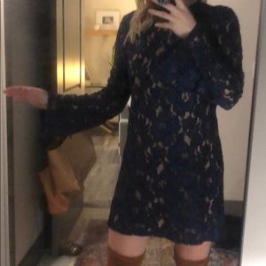 Astr Medium Navy Blue Lace Dress